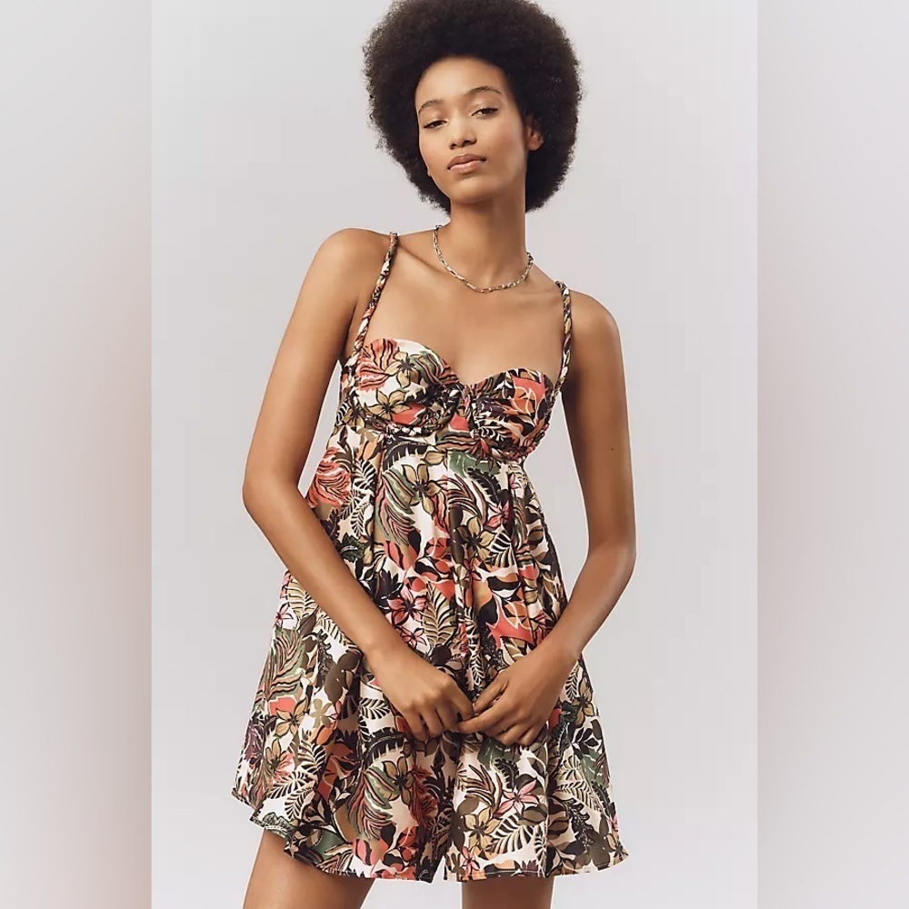 NWT new medium Anthropologie hutch bustier romper shorts tropical print